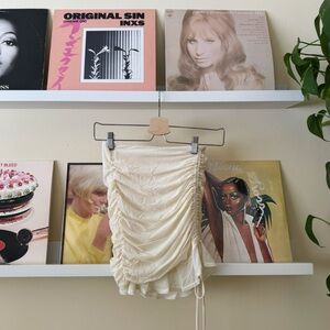 Stretch Cream Ruched Skirt